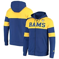 Sweat à capuche entièrement zippé Starter Royal/Gold Los Angeles Rams Winning Team pour homme