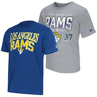 Men's Starter  Royal/Gray Los Angeles Rams Two-Pack Logo T-Shirt Set