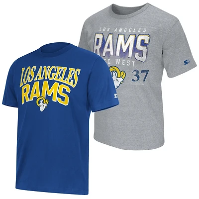Men's Starter Royal/Gray Los Angeles Rams Two-Pack Logo T-Shirt Set