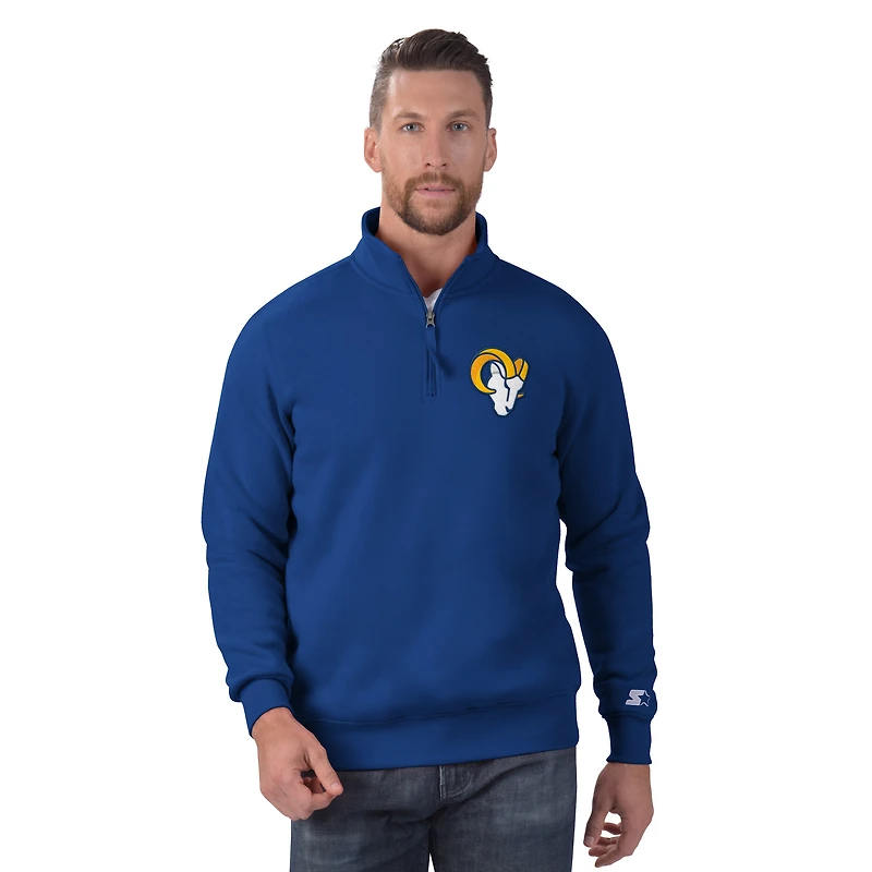 Men's Starter Royal Los Angeles Rams Classic Quarter-Zip Pullover Sweatshirt