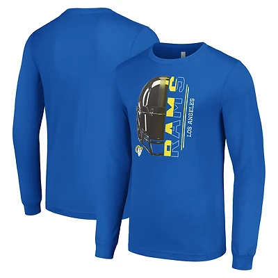 T-shirt à manches longues pour homme avec logo demi-casque des Los Angeles Rams
