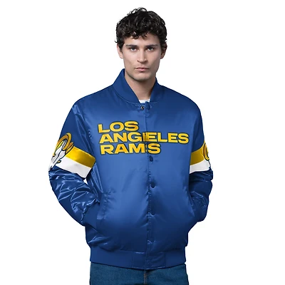 Men's Starter Royal Los Angeles Rams Triple Option Satin Varsity Full-Snap Jacket