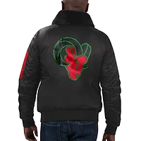 Men's Starter x Ty Mopkins Black Los Angeles Rams History Month Satin Full-Zip Jacket
