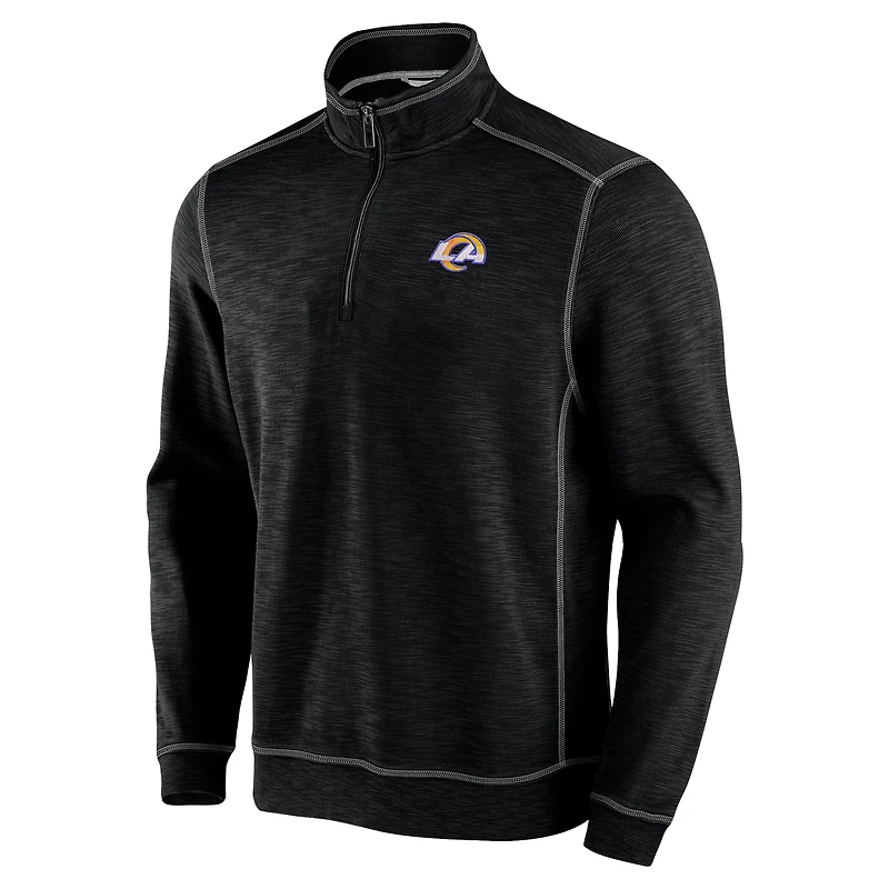 Men's Tommy Bahama Black Los Angeles Rams Big & Tall Tobago Bay Half-Zip Sweatshirt
