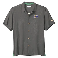 Men's Tommy Bahama  Gray Los Angeles Rams Catch of the Day IslandZone Button-Up Shirt
