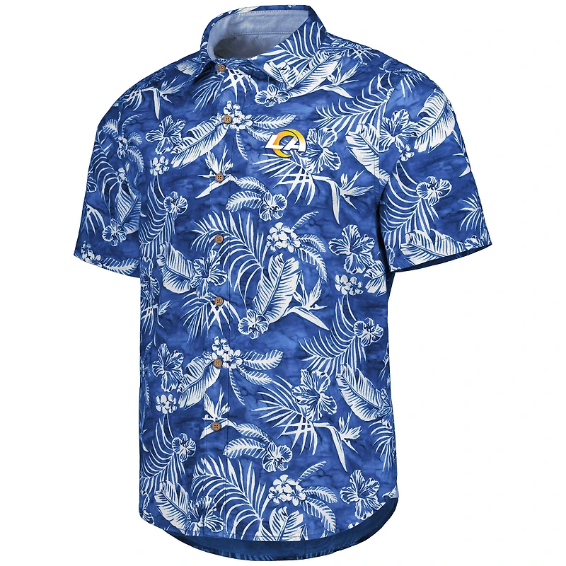 Men's Tommy Bahama Royal Los Angeles Rams Aqua Lush Full-Button Shirt