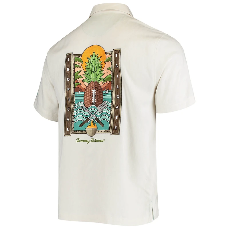Men's Tommy Bahama White Los Angeles Rams Sport Tropical Tailgate Silk Button-Up Shirt