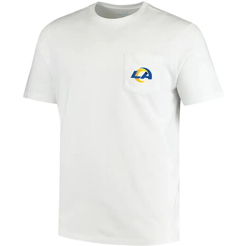 Men's Vineyard Vines White Los Angeles Rams Team Whale Helmet T-Shirt