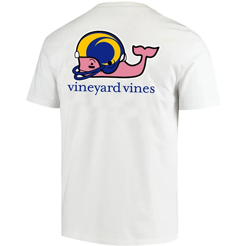 Men's Vineyard Vines White Los Angeles Rams Team Whale Helmet T-Shirt