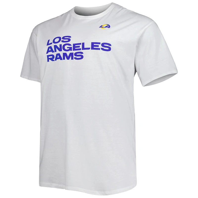 T-shirt blanc pour homme de la collection Hometown Big & Tall des Los Angeles Rams Hot Shot