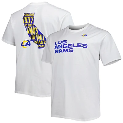 T-shirt blanc pour homme de la collection Hometown Big & Tall des Los Angeles Rams Hot Shot