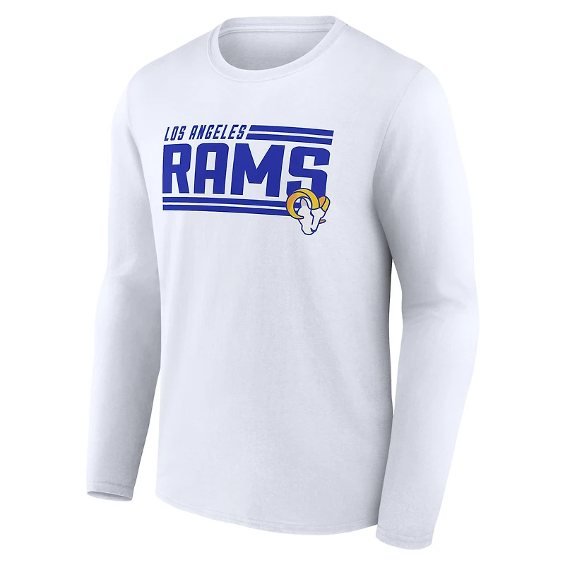 Men's  White Los Angeles Rams On Side Stripe Long Sleeve T-Shirt
