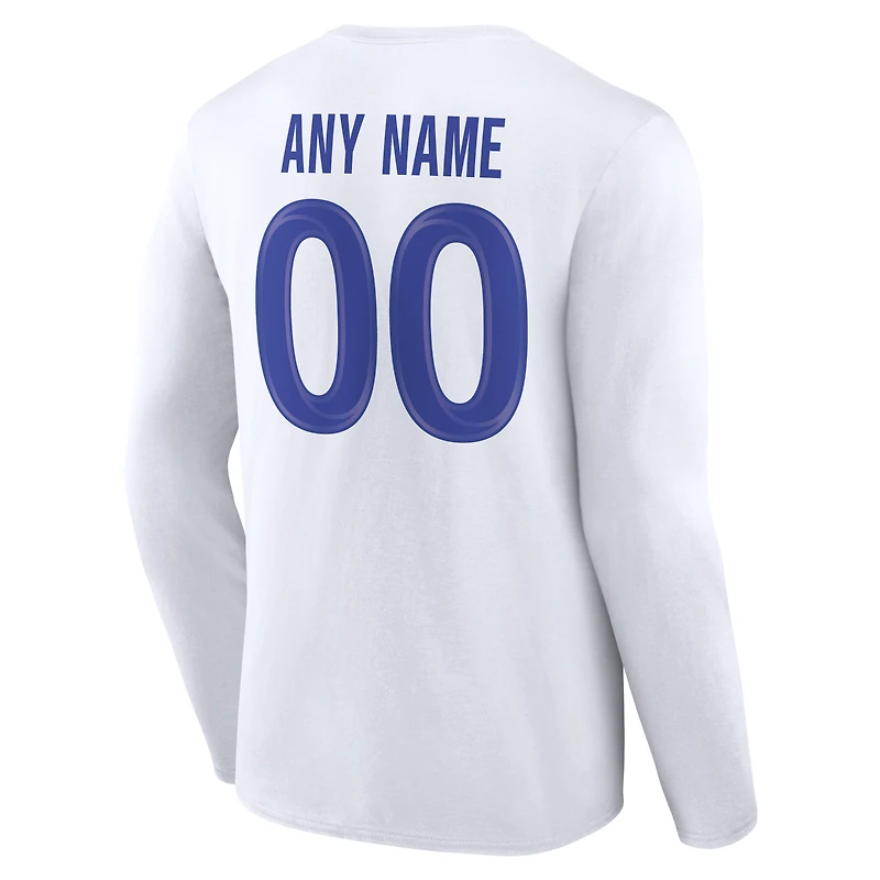 Men's White Los Angeles Rams Team Authentic Personalized Name & Number Long Sleeve T-Shirt