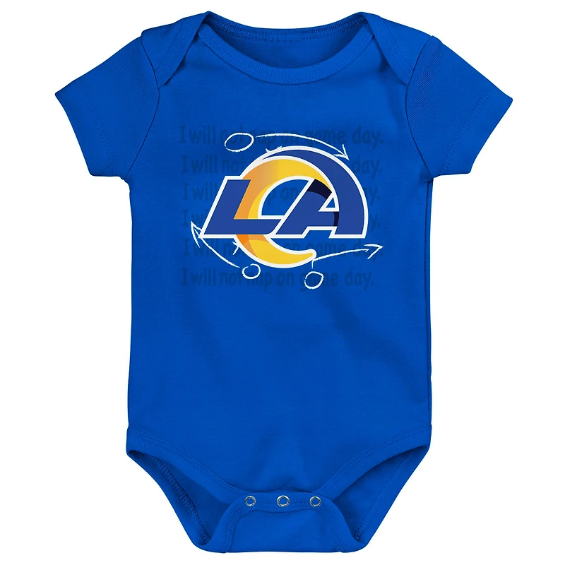 Lot de trois bodys rétro Eat, Sleep & Drool des Los Angeles Rams pour nouveau-nés et nourrissons dorés/royaux/gris chinés