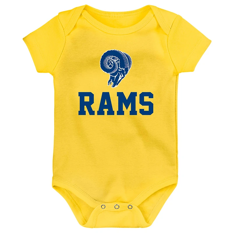 Lot de trois bodys rétro Eat, Sleep & Drool des Los Angeles Rams pour nouveau-nés et nourrissons dorés/royaux/gris chinés