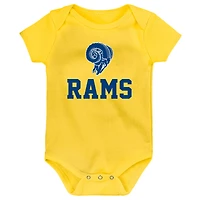 Lot de trois bodys rétro Eat, Sleep & Drool des Los Angeles Rams pour nouveau-nés et nourrissons dorés/royaux/gris chinés