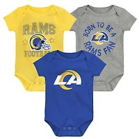 Ensemble trois pièces pour nouveau-né et bébé Royal/Or/Gris chiné Los Angeles Rams Game On