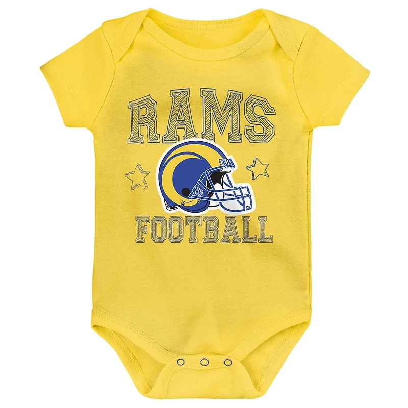 Ensemble trois pièces pour nouveau-né et bébé Royal/Or/Gris chiné Los Angeles Rams Game On