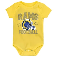 Ensemble trois pièces pour nouveau-né et bébé Royal/Or/Gris chiné Los Angeles Rams Game On