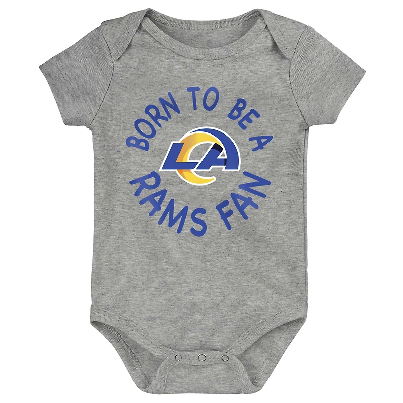 Ensemble trois pièces pour nouveau-né et bébé Royal/Or/Gris chiné Los Angeles Rams Game On
