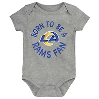 Ensemble trois pièces pour nouveau-né et bébé Royal/Or/Gris chiné Los Angeles Rams Game On
