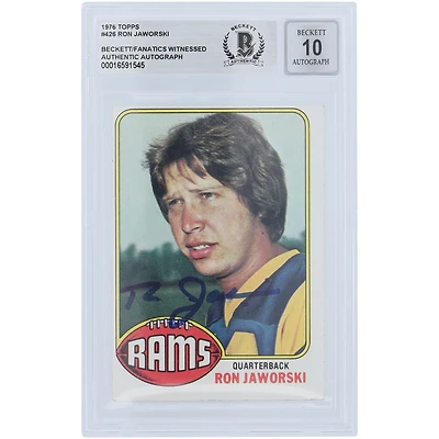 Carte de recrue numéro 10 autographiée par Ron Jaworski des Los Angeles Rams Topps #426 Beckett de 1976, authentifiée et témoin des fanatiques