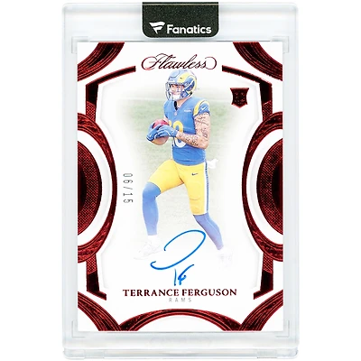 Terrance Ferguson Los Angeles Rams Autographed 2025 Panini Flawless Ruby Rookie Frame Signatures #RFS-TFE #6/15 Rookie Card
