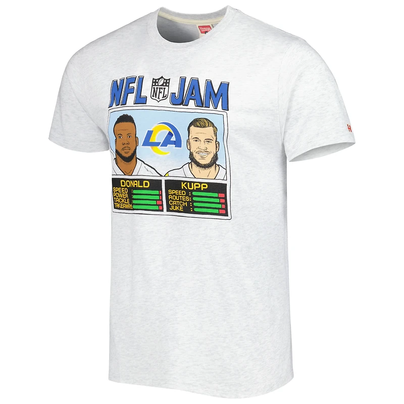 Unisex Homage Aaron Donald & Cooper Kupp Ash Los Angeles Rams NFL Jam Tri-Blend T-Shirt