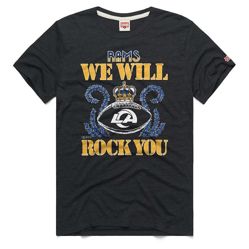 Unisex Homage Charcoal Los Angeles Rams 2026 NFL Schedule Queen Tri-Blend T-Shirt