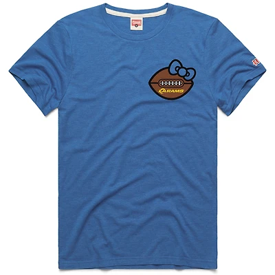 Unisex Homage Royal Hello Kitty x Los Angeles Rams Tri-Blend Football Kickoff T-Shirt
