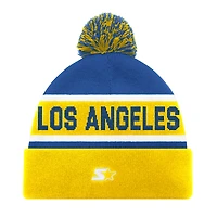 Bonnet en tricot à revers unisexe Starter Gold Los Angeles Rams avec pompon