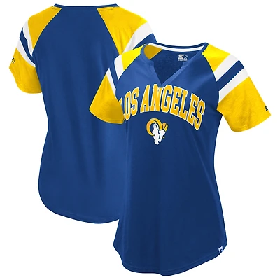Women's Starter  Royal Los Angeles Rams Game On Notch Neck Raglan T-Shirt