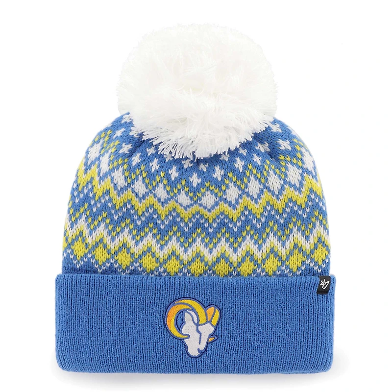 Bonnet en tricot à revers Elsa '47 Royal Los Angeles Rams pour femmes avec pompon