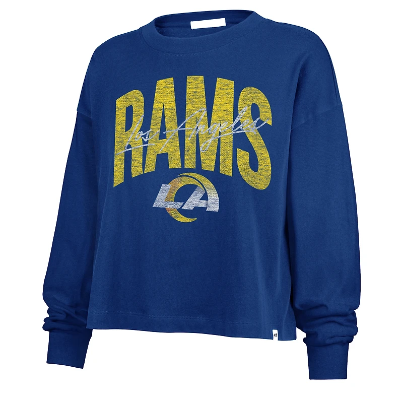 Women's '47 Royal Los Angeles Rams Muse Sydney Long Sleeve Cropped T-Shirt