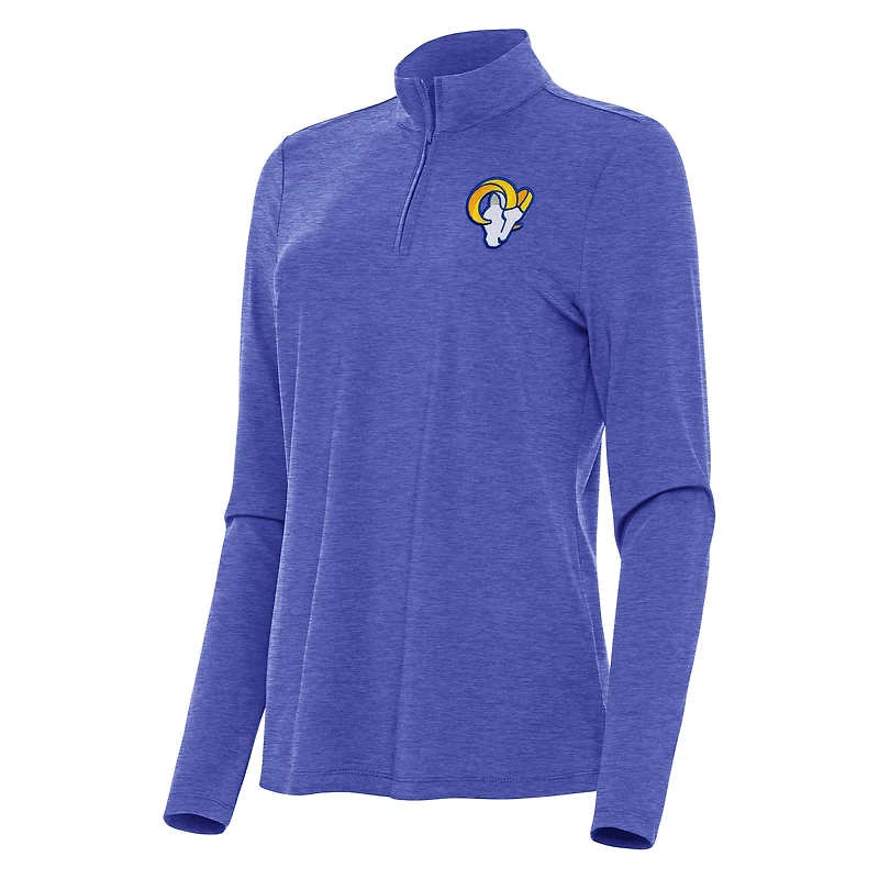 Sweat-shirt zippé quart de tour Antigua Heather Royal pour femme des Los Angeles Rams