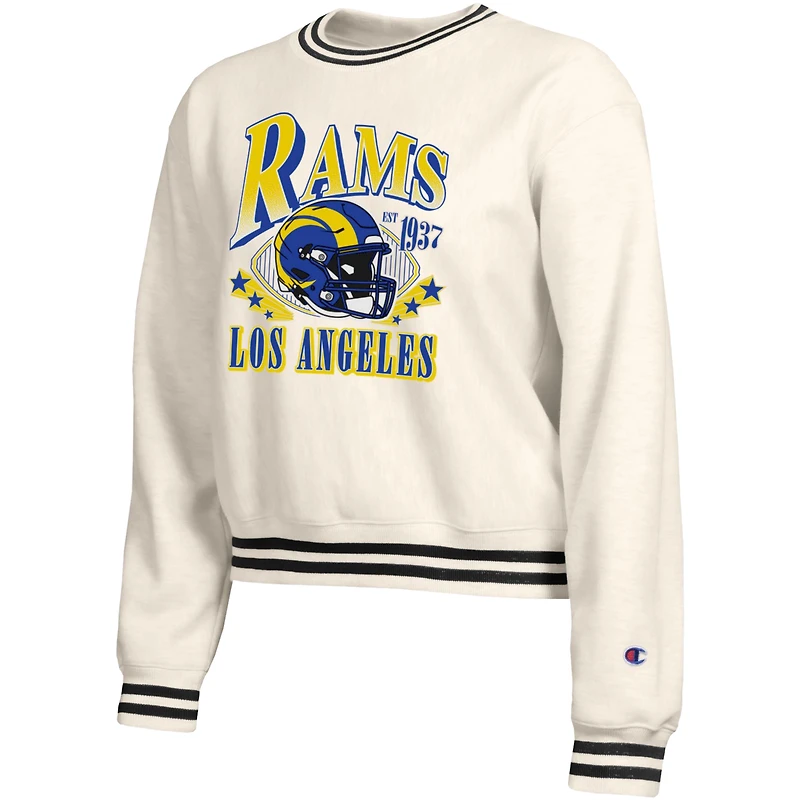 Women's Champion Bone Los Angeles Rams Reverse Weave Cropped Fleece Sweatshirt