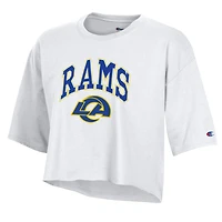 Women's Champion White Los Angeles Rams Boyfriend Cropped T-Shirt