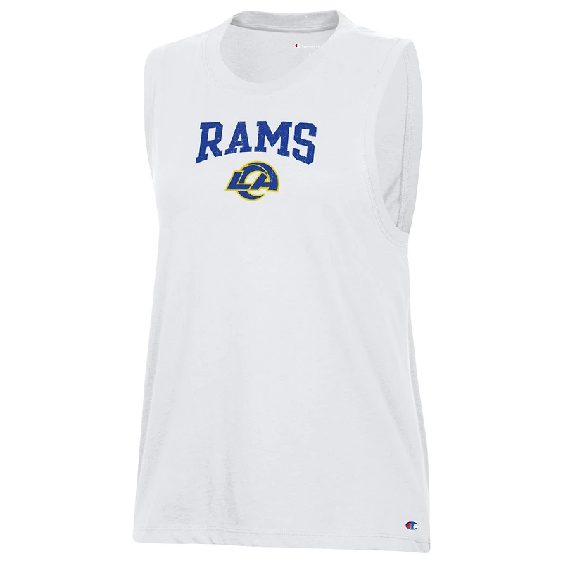 Women's Champion White Los Angeles Rams Muscle Tank Top
