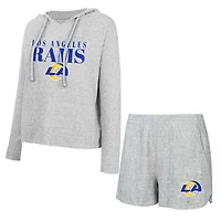Ensemble sweat à capuche et short gris Juniper pour femme Concepts Sport des Los Angeles Rams
