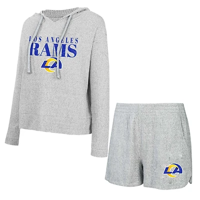 Ensemble sweat à capuche et short gris Juniper pour femme Concepts Sport des Los Angeles Rams