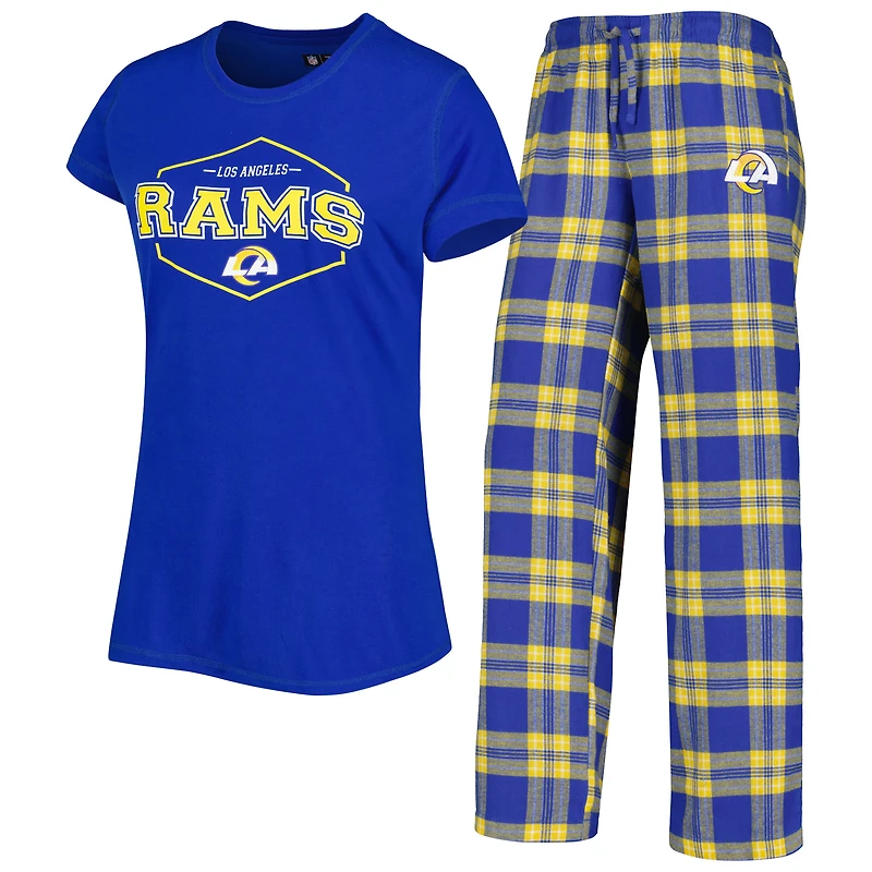 Ensemble de nuit Concepts Sport bleu marine/doré avec haut et pantalon à écusson Los Angeles Rams pour femme