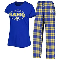 Ensemble de nuit Concepts Sport bleu marine/doré avec haut et pantalon à écusson Los Angeles Rams pour femme