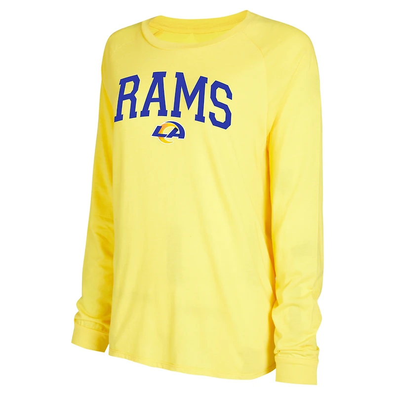 Ensemble de détente pour femme Concepts Sport Royal/Gold Los Angeles Rams, haut à manches longues raglan et short