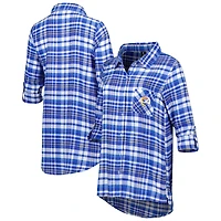 Chemise de nuit à carreaux et boutons pour femme Concepts Sport Royal Los Angeles Rams Mainstay