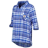 Chemise de nuit à carreaux et boutons pour femme Concepts Sport Royal Los Angeles Rams Mainstay