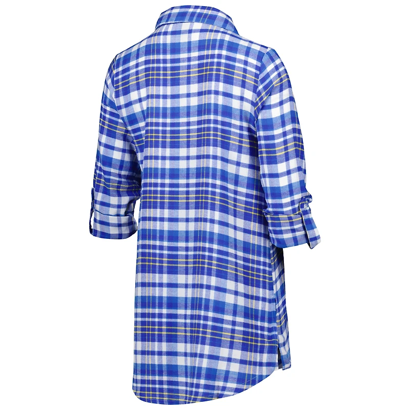 Chemise de nuit à carreaux et boutons pour femme Concepts Sport Royal Los Angeles Rams Mainstay