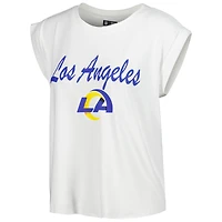 Ensemble de nuit Concepts Sport blanc/crème pour femme, haut et short en tricot des Los Angeles Rams du Montana