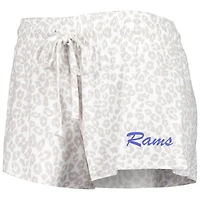 Ensemble de nuit Concepts Sport blanc/crème pour femme, haut et short en tricot des Los Angeles Rams du Montana
