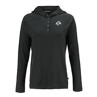 Women's Cutter & Buck Black Los Angeles Rams Coastline Epic Comfort Eco Recycled Long Sleeve Hoodie T-Shirt