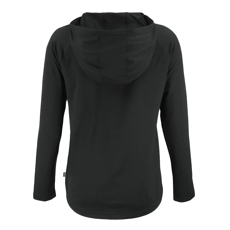 Women's Cutter & Buck Black Los Angeles Rams Coastline Epic Comfort Eco Recycled Long Sleeve Hoodie T-Shirt